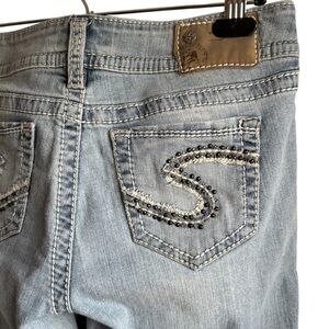 Silver Jeans Suki Straight Womens 28/30 Light Wash Blue Stretch Denim HEMMED